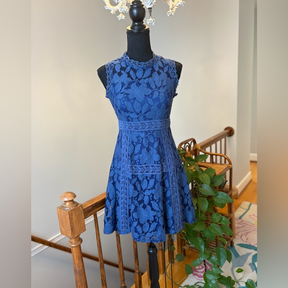 Altar'd State Floral Blue Mini Dress